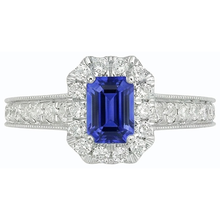 natural emerald sapphire 3.50ct ring on white background