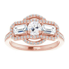 Halo Emerald & Round Old Cut Real Diamond Ring 7.25 Carats Ladies Jewelry