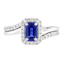 Halo Emerald Sapphire Engagement Ring Set With Matching Band 3 Carats