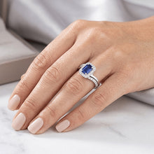 Halo Emerald Sapphire Engagement Ring Set With Matching Band 3 Carats