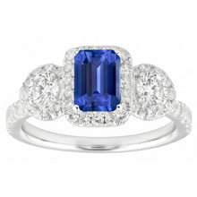 Halo Emerald Sapphire Ring 4.50 Carats Round Natural Earth Mined Diamond Gold Jewellery