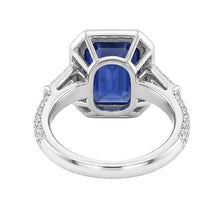 natural emerald sapphire 4ct ring on white background