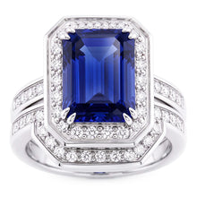 Halo Emerald Sapphire Wedding Ring Set White Gold Natural Earth Mined Diamonds 4.50 Carats