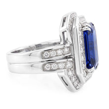 Halo Emerald Sapphire Wedding Ring Set White Gold Natural Earth Mined Diamonds 4.50 Carats