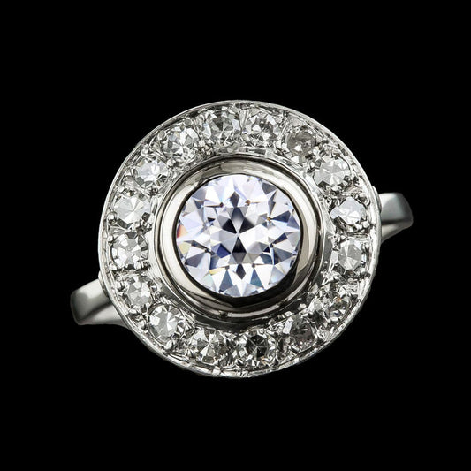 Halo Engagement Ring Bezel Set Round Old Miner Diamonds 4 Carats Natural