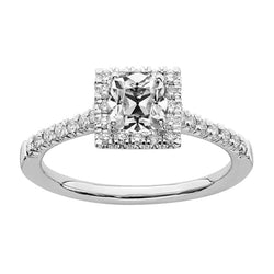 Halo Engagement Ring Cushion Old Miner Real Diamond 4.50 Carats Gold 14K