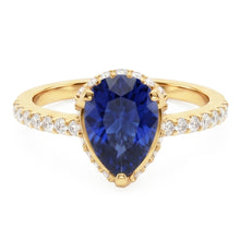 Halo Engagement Ring Deep Blue Sapphire & Pave Set Natural Earth Mined Diamonds 5 Carats