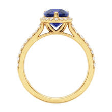 Halo Engagement Ring Deep Blue Sapphire & Pave Set Natural Earth Mined Diamonds 5 Carats