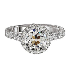 Halo Engagement Ring Genuine Round Old European Diamond 6.50 Carats Gold