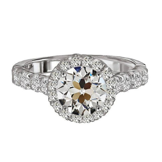 Halo Engagement Ring Genuine Round Old European Diamond 6.50 Carats Gold