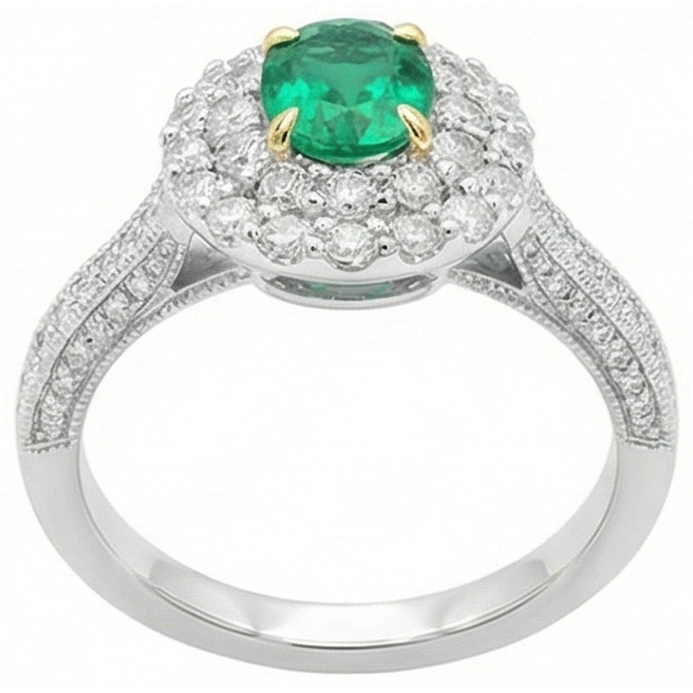 Genuine Emerald Colored Stone Ring – angle view
