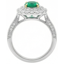 Oval Cut Emerald ring in 14 Karat Two Tone Gold – back view