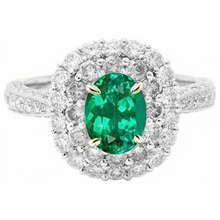 Genuine Emerald Colored Stone Ring – top view