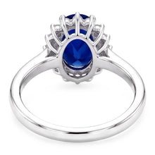 Halo Engagement Ring Oval Srilanka Sapphire Sunburst Style 2.50 Carats