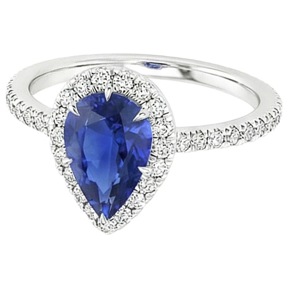 natural round sapphire 3.50ct ring top view