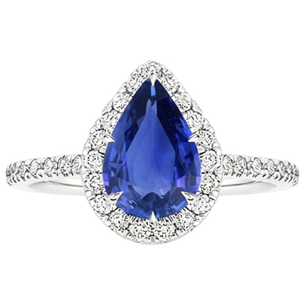 natural round sapphire 3.50ct ring profile view
