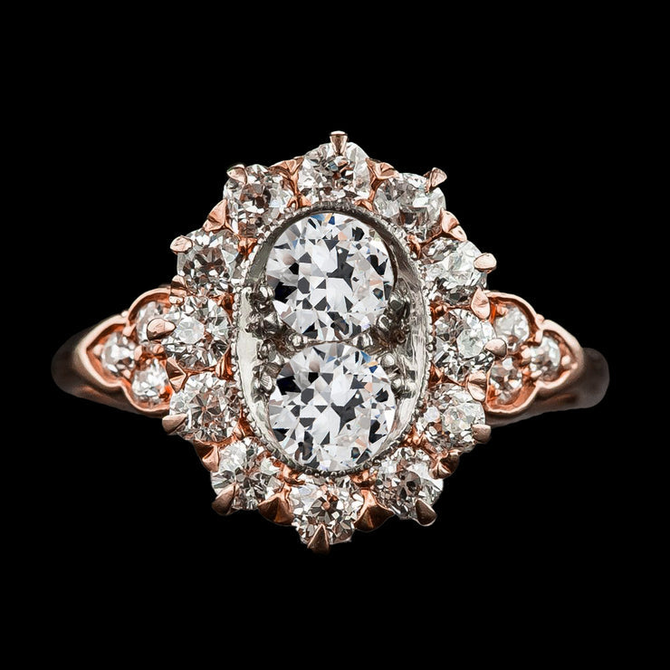 Halo Engagement Ring Round Old Miner Real Diamond Flower Style 5.50 Carats