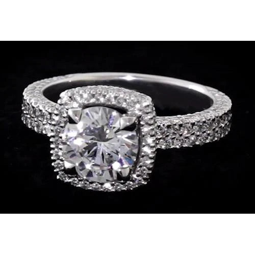 Halo Engagement Ring Round Real Diamond 3.50 Carats