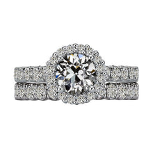 Halo Engagement Ring Set Round Real Old Miner Diamond With Accents 7 Carats