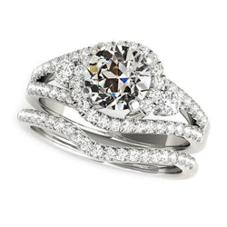 Halo Engagement Ring Set With Matching Band White Gold Natural 5.50 Carats