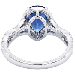 Halo Engagement Ring Split Shank Blue Sapphire & Natural Earth Mined DIAMOND ( NOT LAB GROWN )s 6.50 Carats