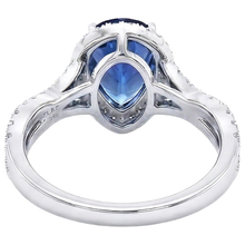Halo Engagement Ring Split Shank Blue Sapphire & Natural Earth Mined DIAMOND ( NOT LAB GROWN )s 6.50 Carats