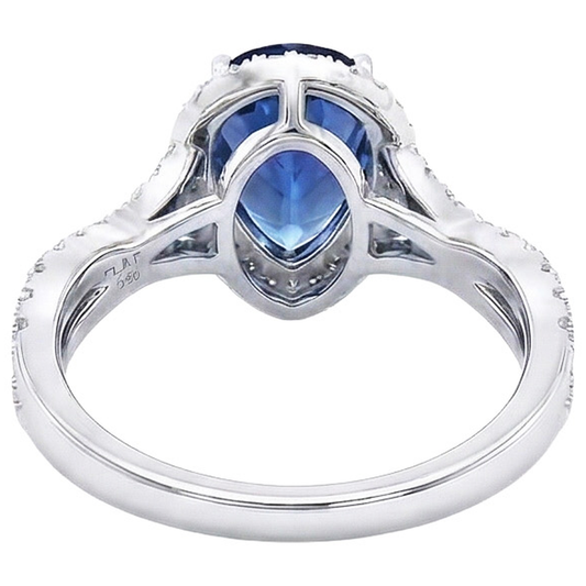 Halo Engagement Ring Split Shank Blue Sapphire & Natural Earth Mined DIAMOND ( NOT LAB GROWN )s 6.50 Carats