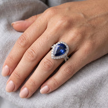 Halo Engagement Ring Split Shank Blue Sapphire & Natural Earth Mined DIAMOND ( NOT LAB GROWN )s 6.50 Carats