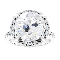 Halo Engagement Ring With Accents Old Cut Natural Earth Mined Diamond 9.25 Carats