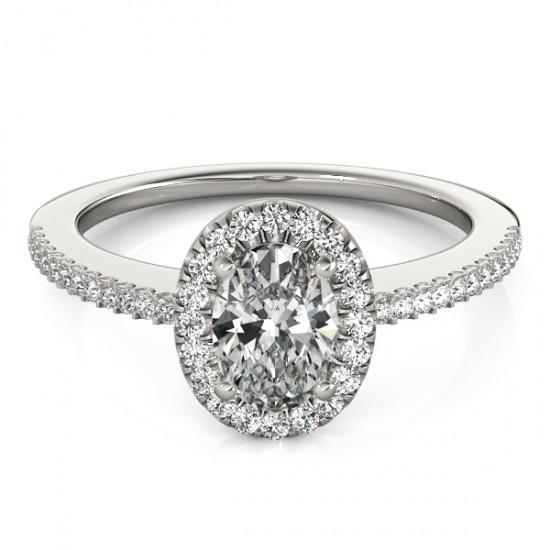 Halo Fancy Anniversary Natural Diamond Engagement Ring WG 14K