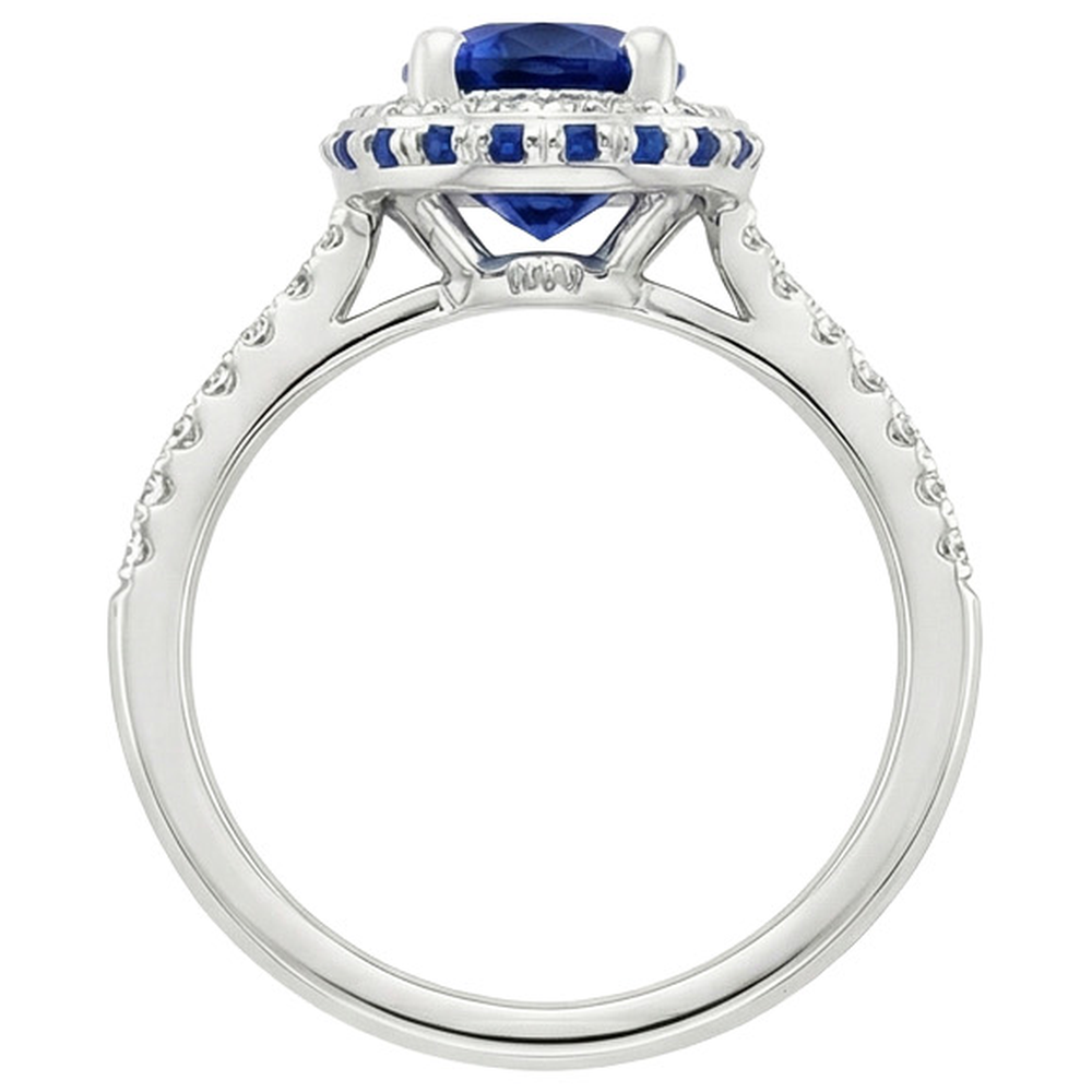 natural round sapphire 4.50ct ring side angle