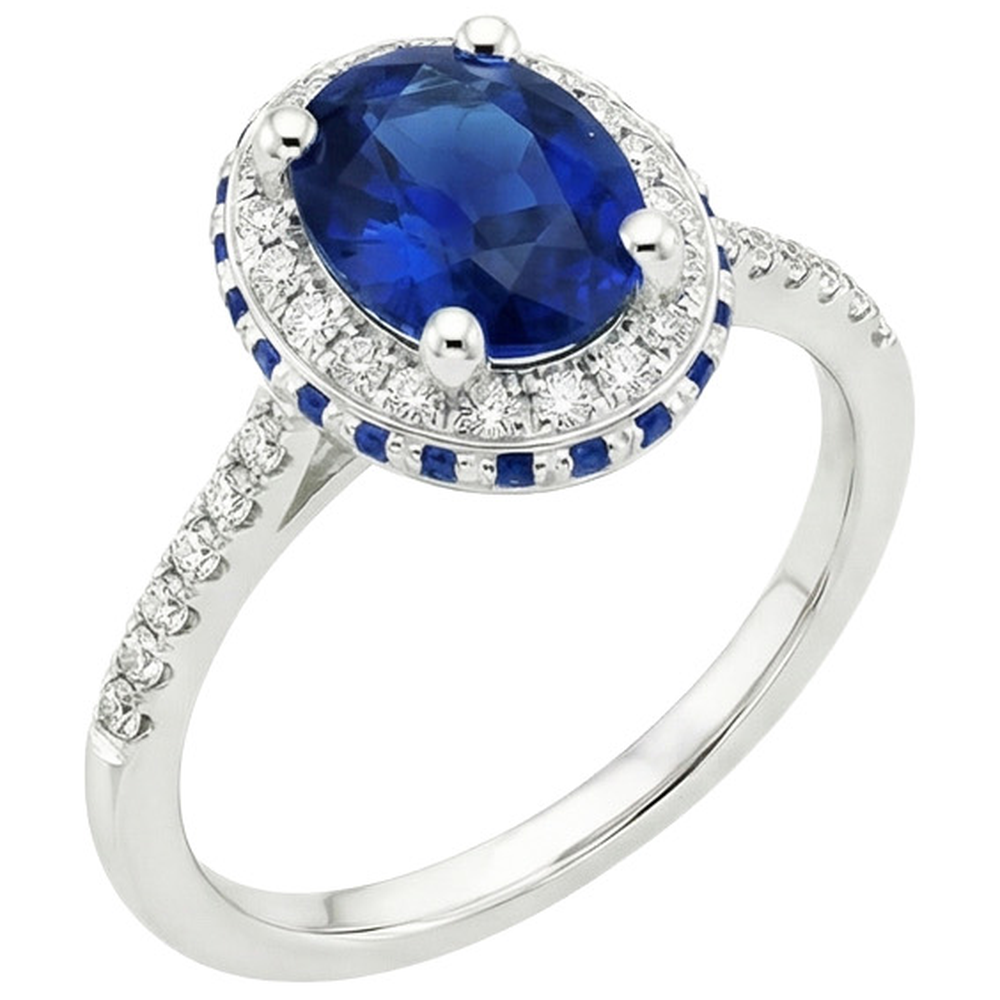 natural round sapphire 4.50ct ring close up detail