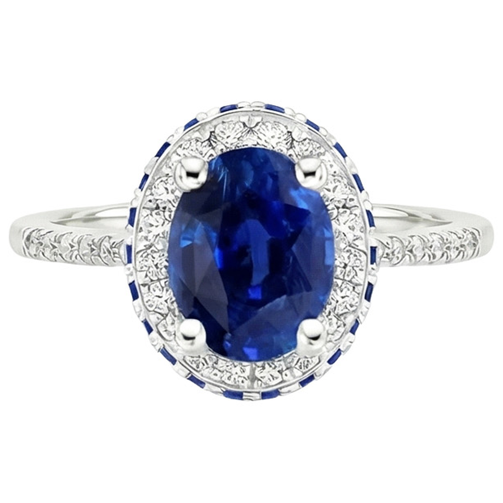 natural round sapphire 4.50ct ring top view