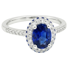natural round sapphire 4.50ct ring on white background