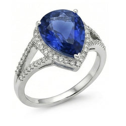Natural Sapphire Ring 3.50ct - White Gold 14K