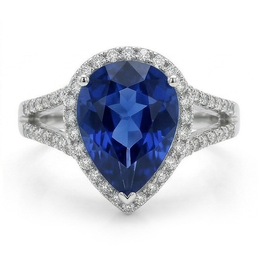natural round sapphire 3.50ct ring side angle