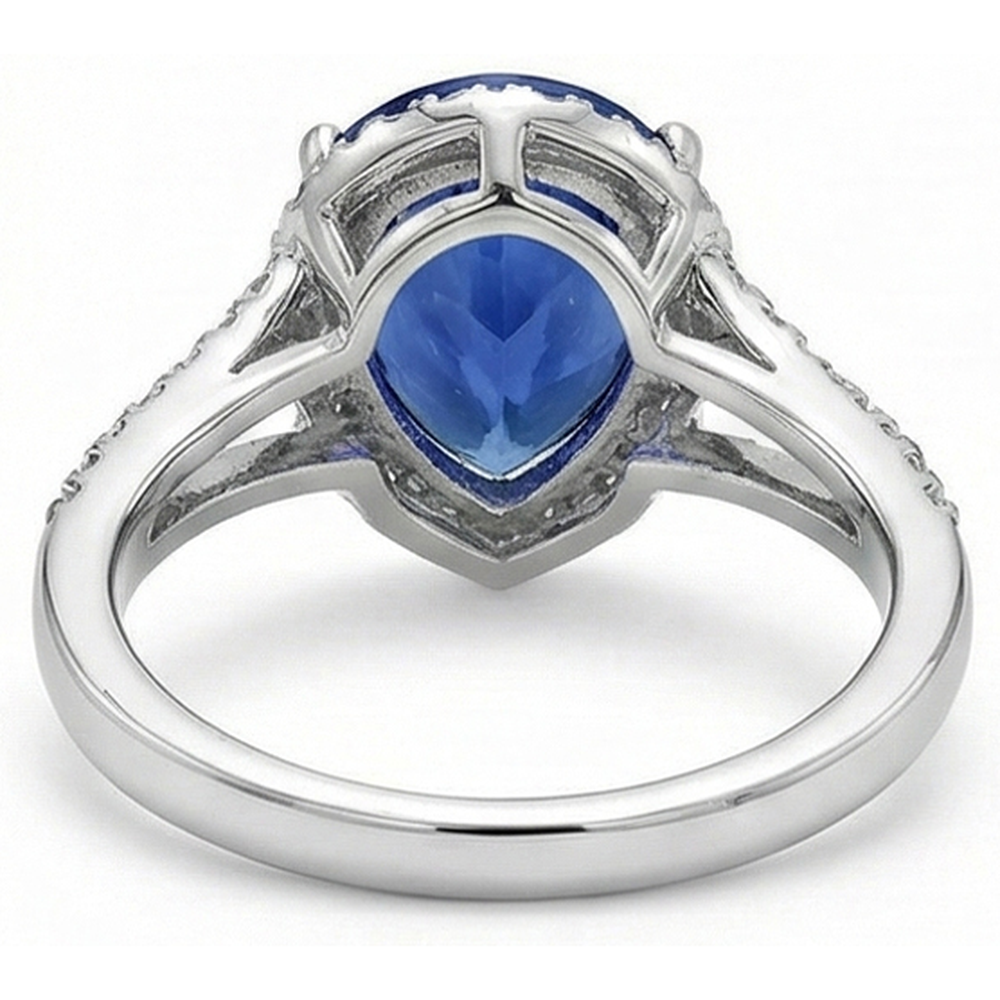 natural round sapphire 3.50ct ring on white background
