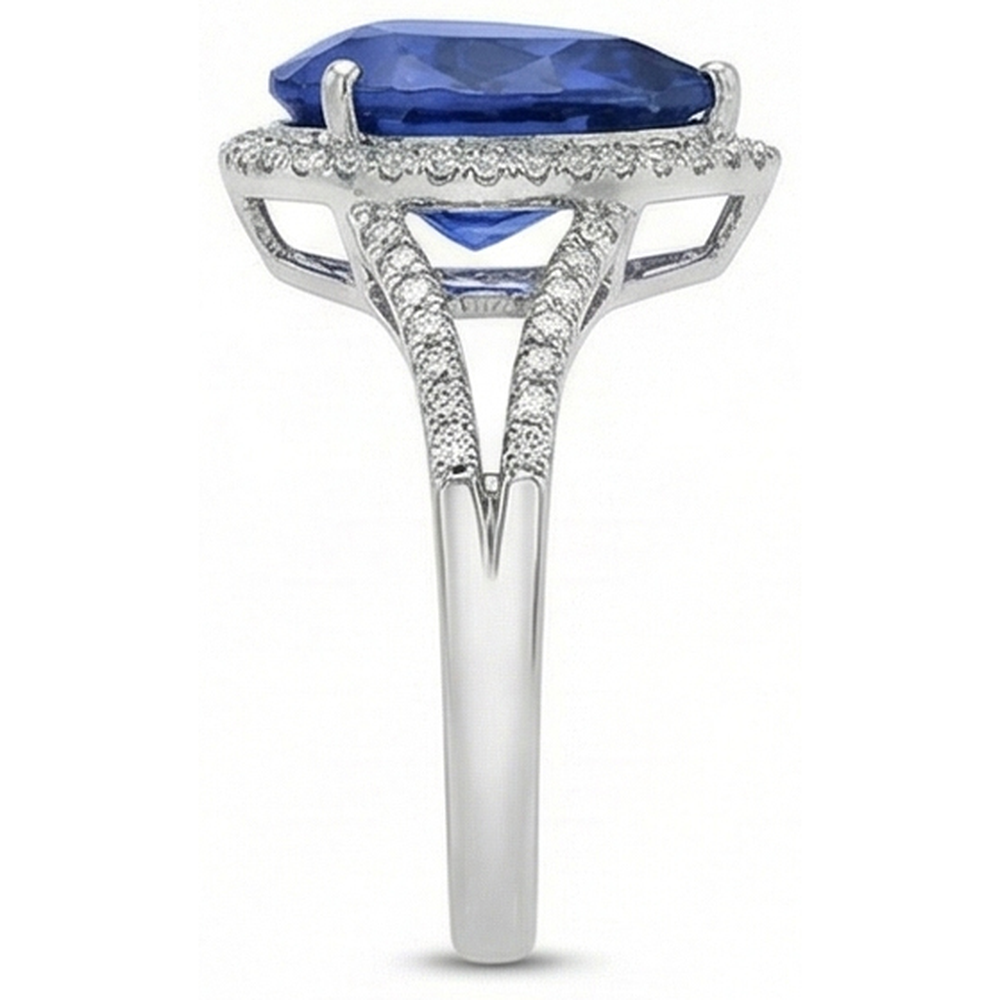 natural round sapphire 3.50ct ring top view