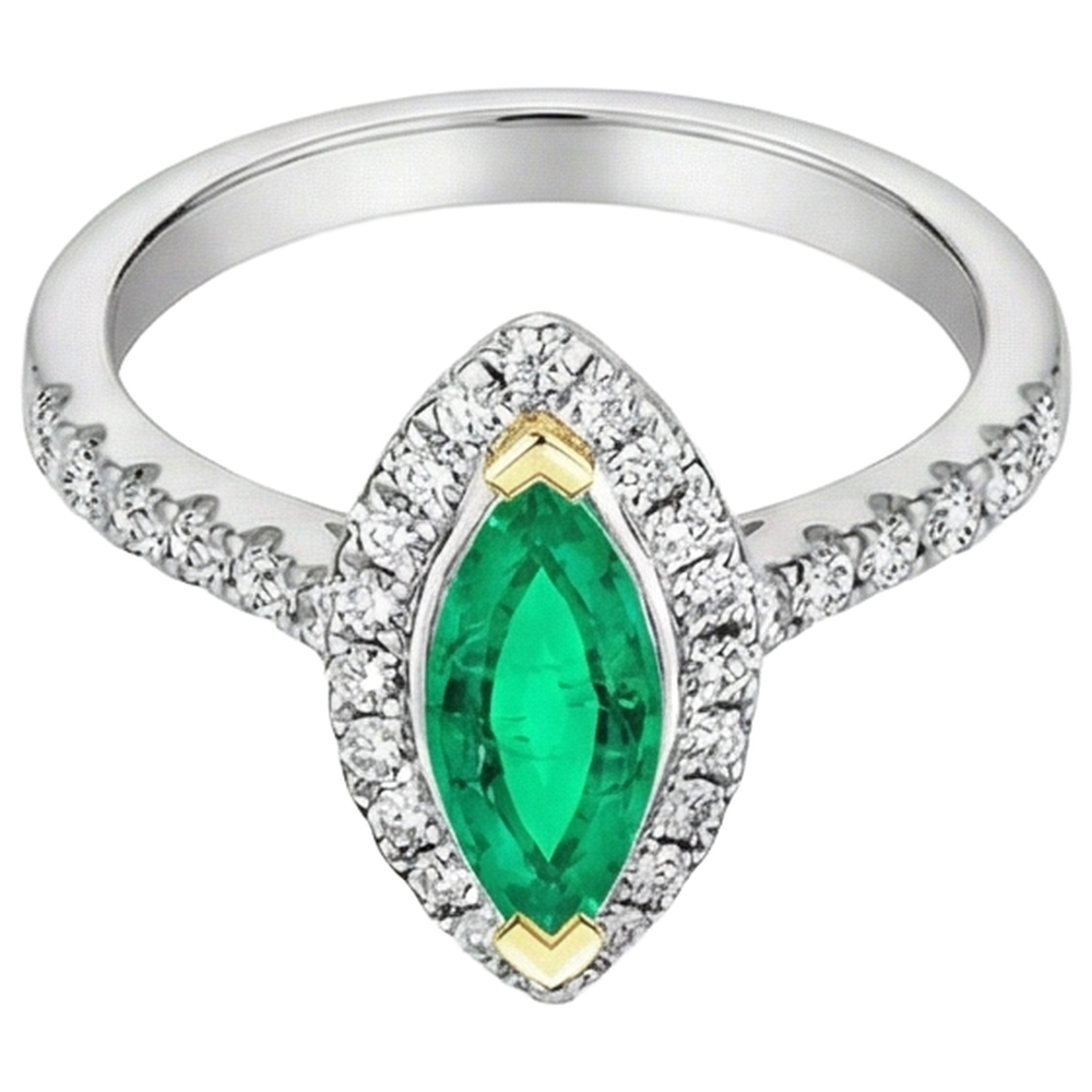 Refined Colombian Emerald Gemstone Ring 2 ct – side view