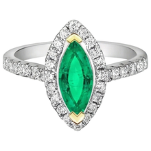 Colombian Emerald Gemstone Ring 2-ct Two-Tone 14K Gold – front view