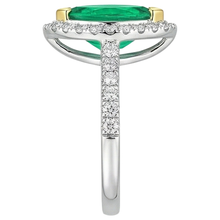 Gemstone Ring Two-Tone 14K Gold with Colombian Emerald – top view