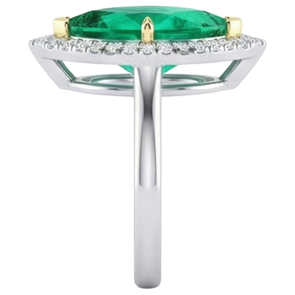 Brilliant Colombian Emerald Colored Stone Ring 3 ct – profile view