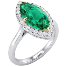 Colored Stone Ring 14 Karat Two Tone Gold with Colombian Emerald – angle view
