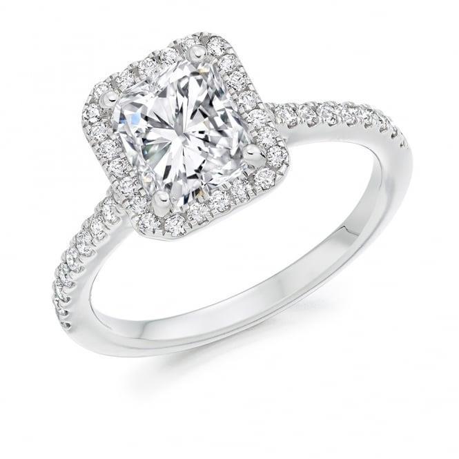 Halo Genuine Diamond Engagement Ring 1.4 Ct. White Gold