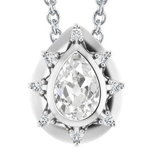 Halo Genuine Diamond Pendant Bezel Set Pear Old Miner 5 Carats White Gold 14K
