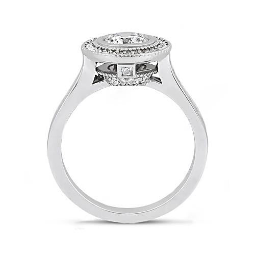 Halo Genuine Diamond Ring 2.22 Carats Women Engagement White Gold3