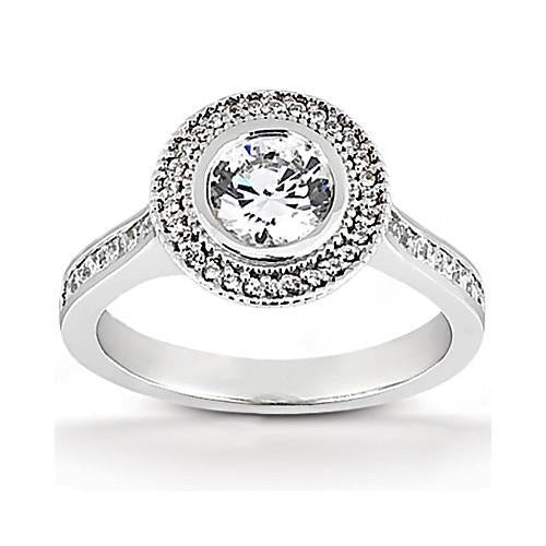 Halo Genuine Diamond Ring 2.22 Carats Women Engagement White Gold