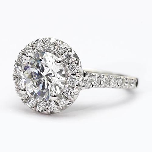 Halo Genuine Diamond Ring 2.50 Carats Round Cut White Gold 14K Jewelry