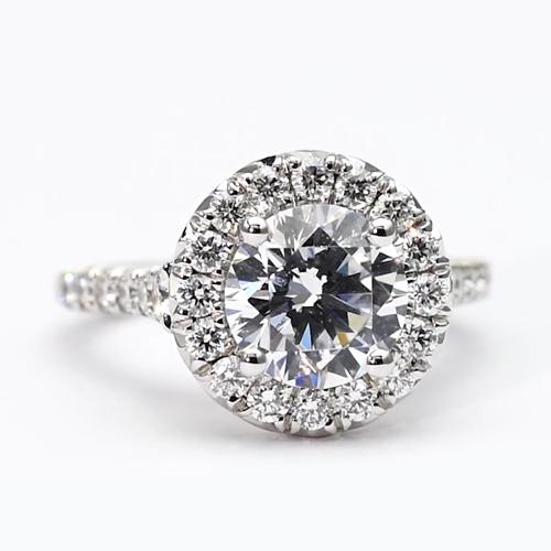 Halo Genuine Diamond Ring 2.50 Carats Round Cut Women White Gold 14K Jewelry
