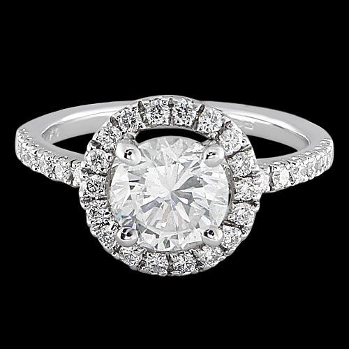 Halo Genuine Diamond Wedding Ring White Gold 